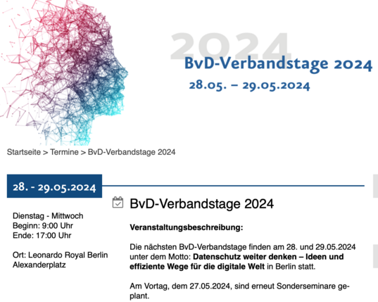 BvD-Verbandstage 2024
28.05. - 29.05.2024 in Berlin